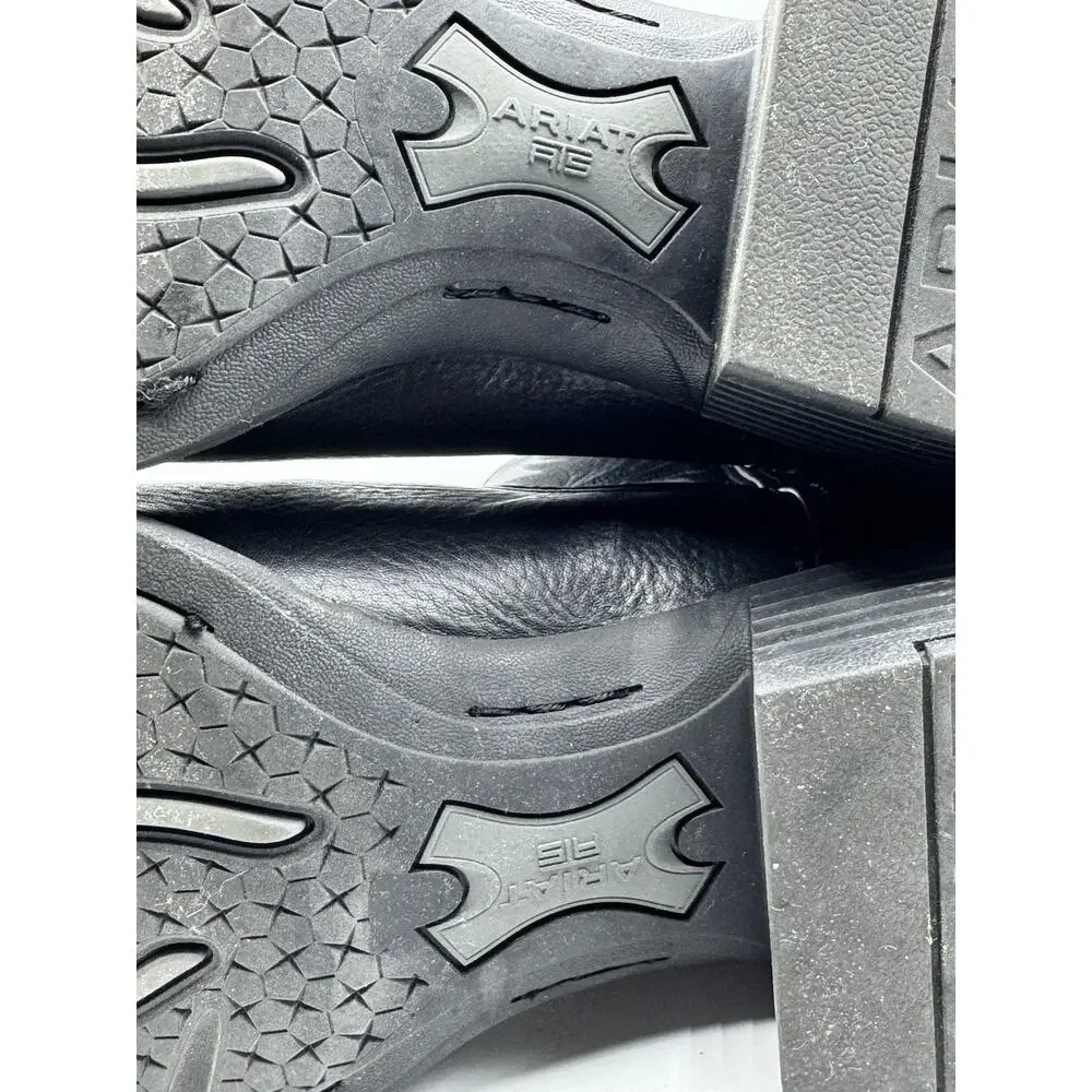 ARIAT SPORT BLACK COWHIDE LEATHER CUTTER TOE COWBOY BOOTS #10063960 MEN'S 12D